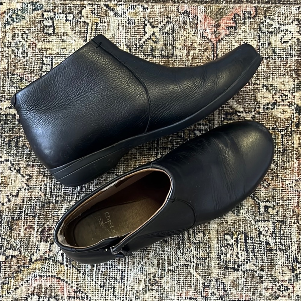 Dansko Black Leather Ankle Boots